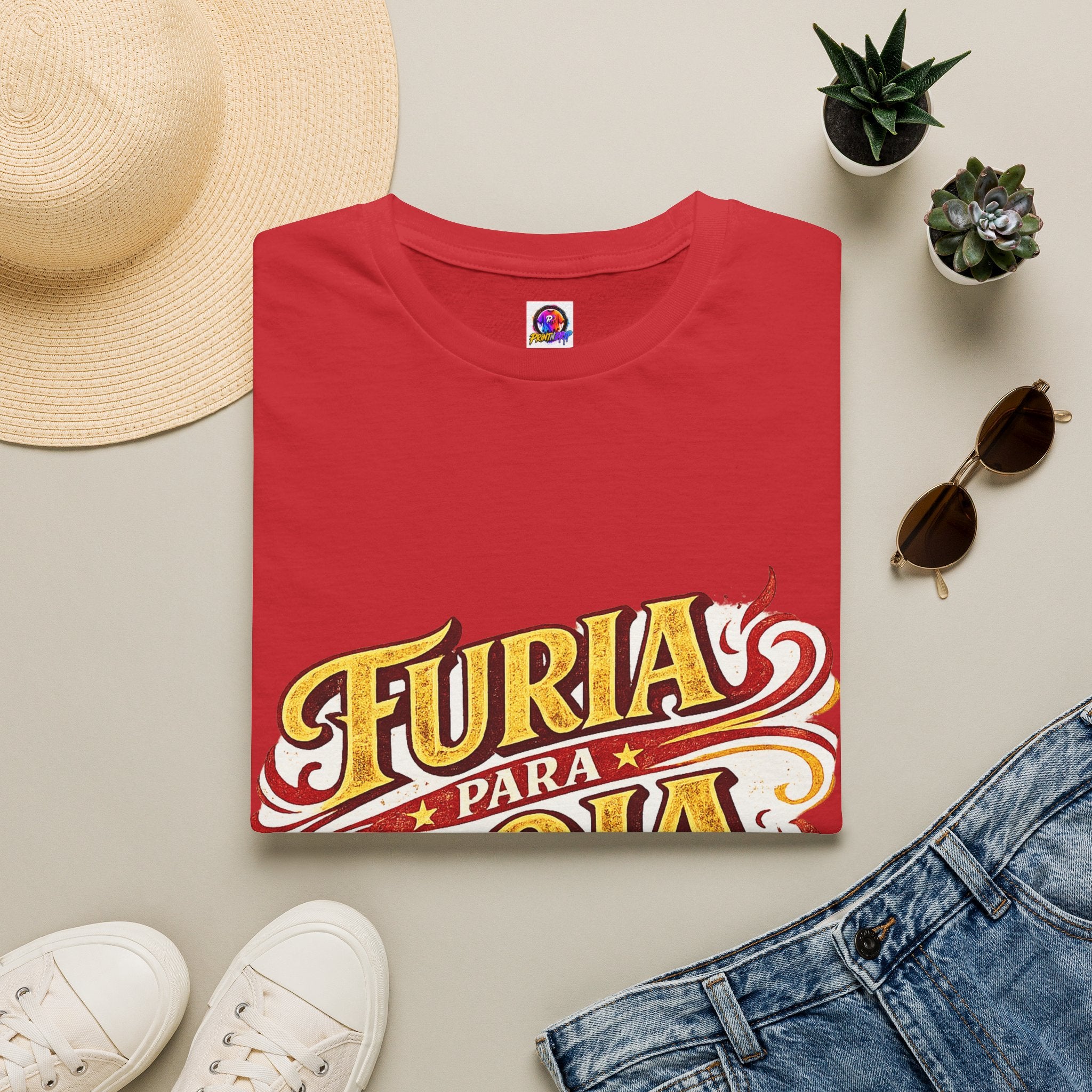 Spain Furia Para Roja T-Shirt — Vintage Flame Spanish Pride Soccer Tee