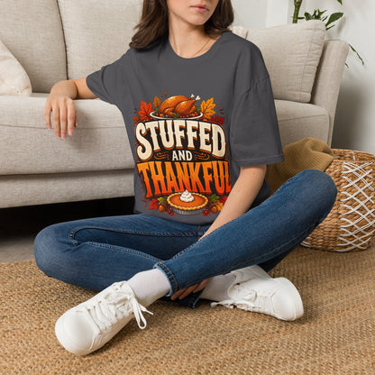 Thanksgiving T-Shirt — "Stuffed and Thankful" Turkey Design