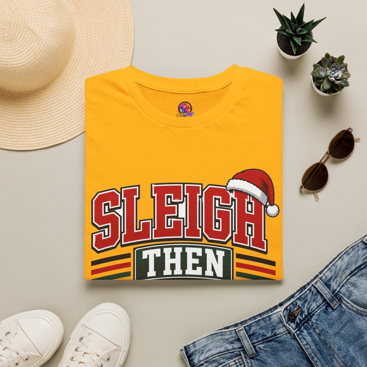 Sleigh Then Sweat T-Shirt – Christmas Fitness Holiday Tee