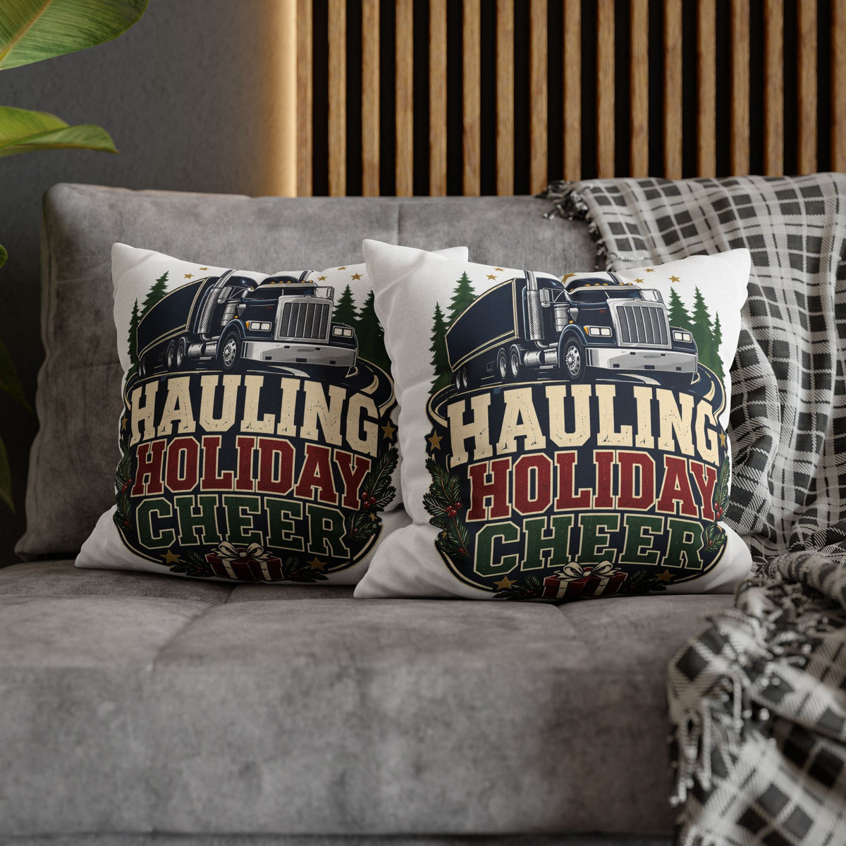 Hauling Holiday Cheer Truck Pillowcase Modern Day Christmas