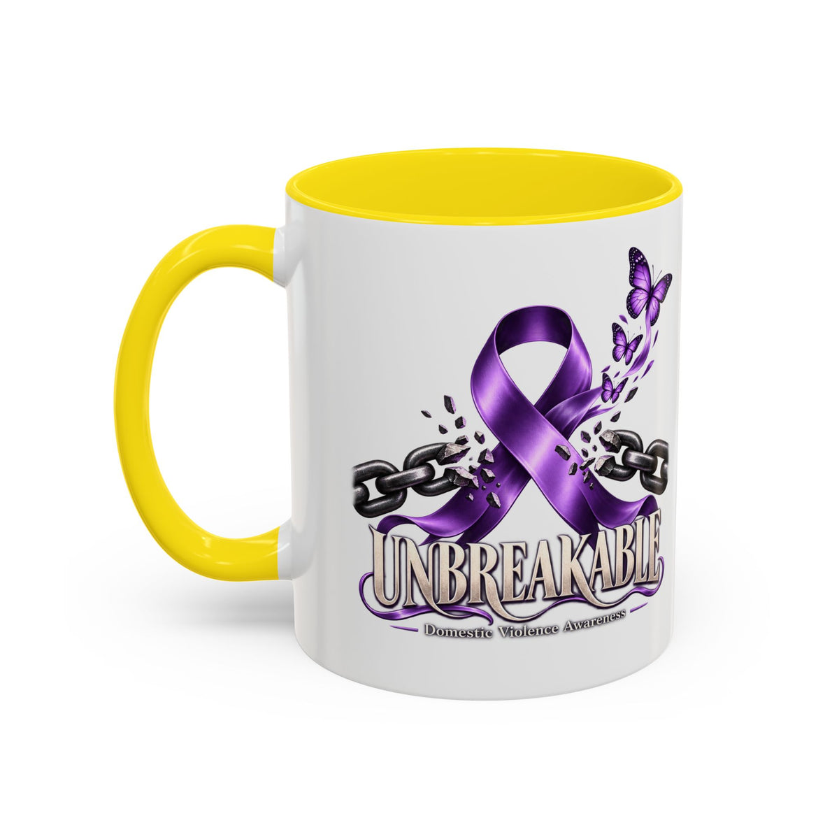Unbreakable Purple Ribbon Coffee Mug —Domestic Violence Awareness Support Accent Mug