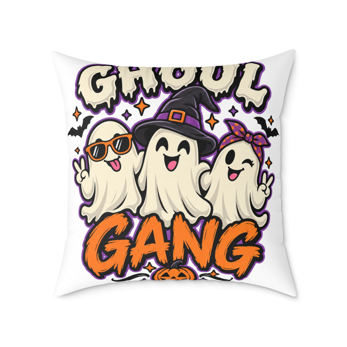 Ghoul Gang Halloween Pillow — Cute Ghosts Decorative Square Throw Pillow