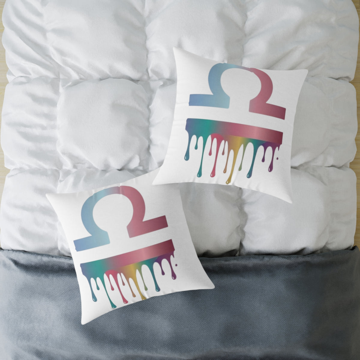 Libra Zodiac Dripping Astrological Square Poly Canvas Pillow