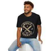 Built Not Bought T-Shirt — Vintage Mechanic Wrench & Spark Plug Design