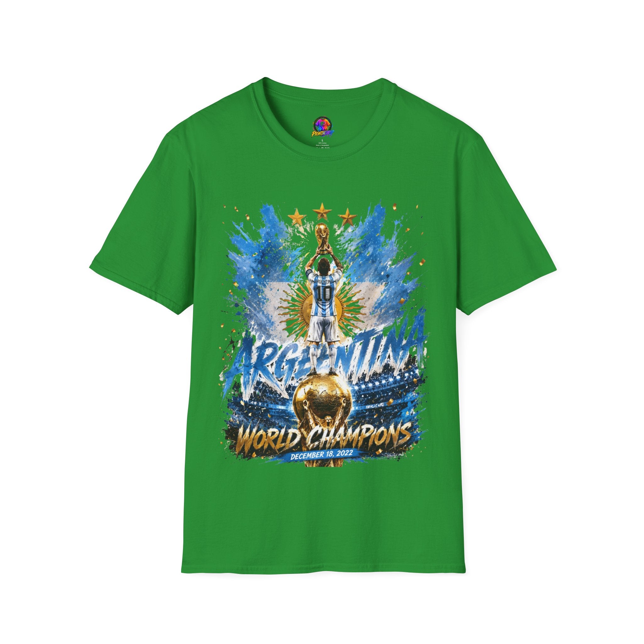 Argentina World Champions T‑Shirt — Soccer World Cup 3 Stars Tribute