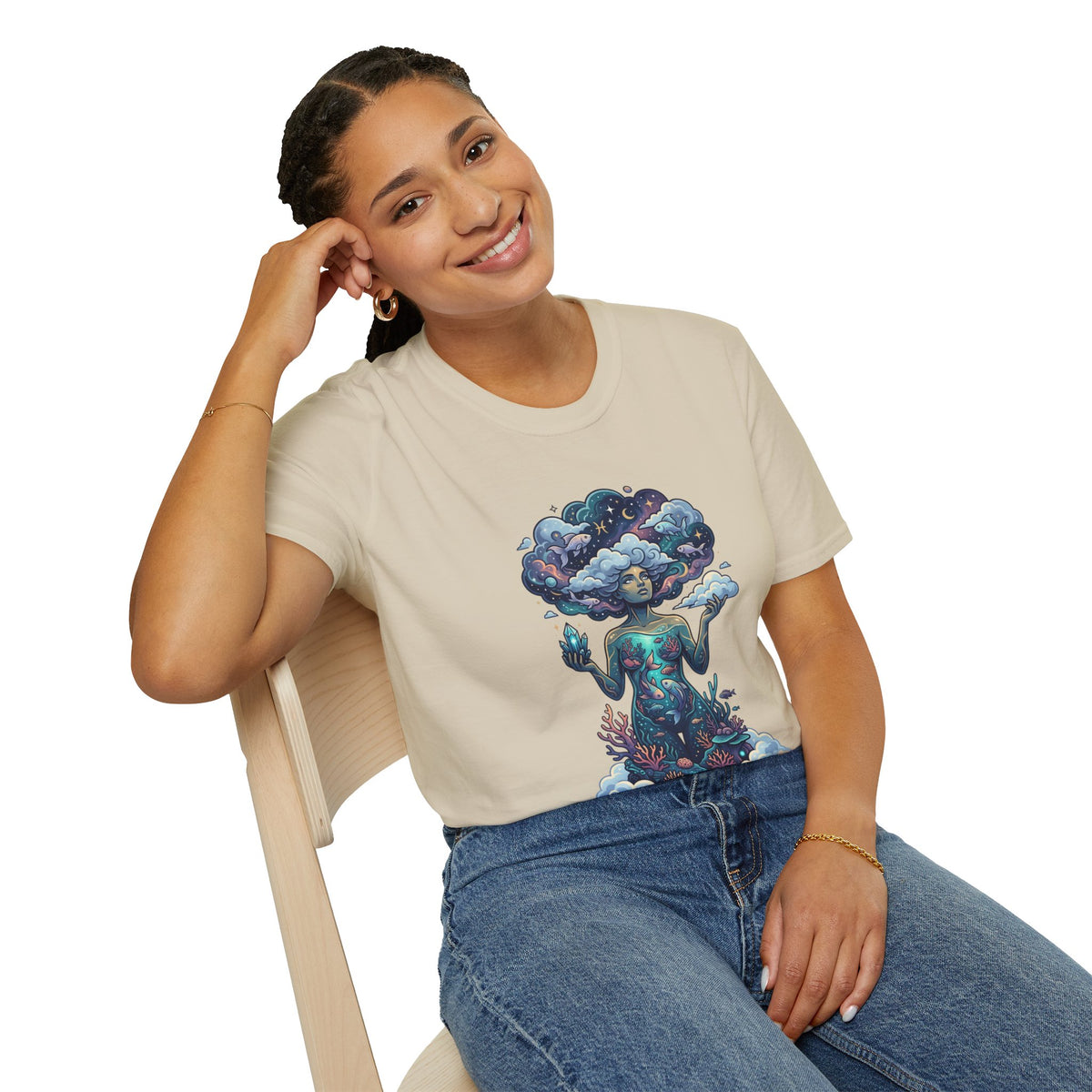 Dreamscape Goddess T-Shirt — 'Head in the Clouds' Surreal Art Tee