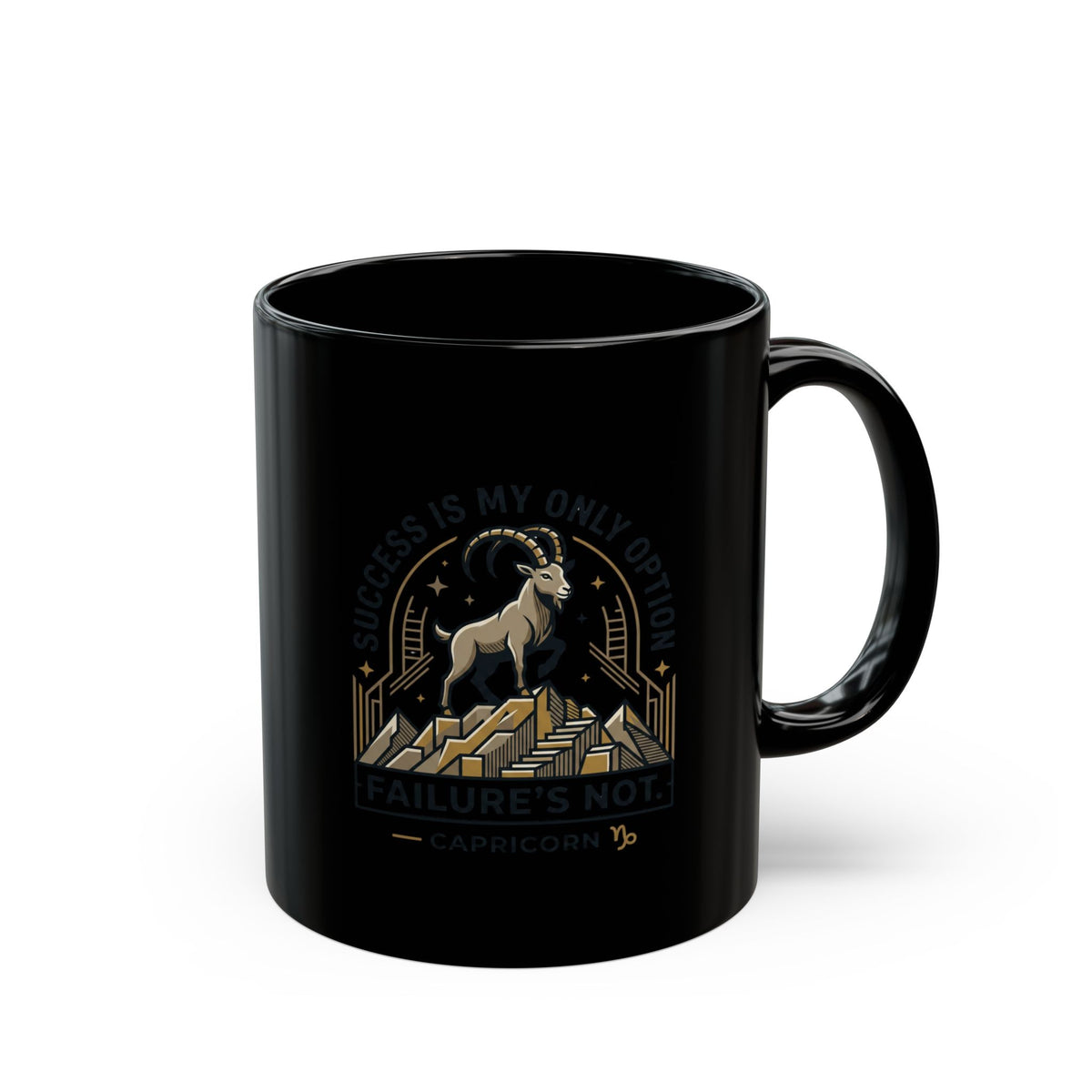 Capricorn Zodiac Mug – 'Failure Is My Only Option' Black Coffee Cup