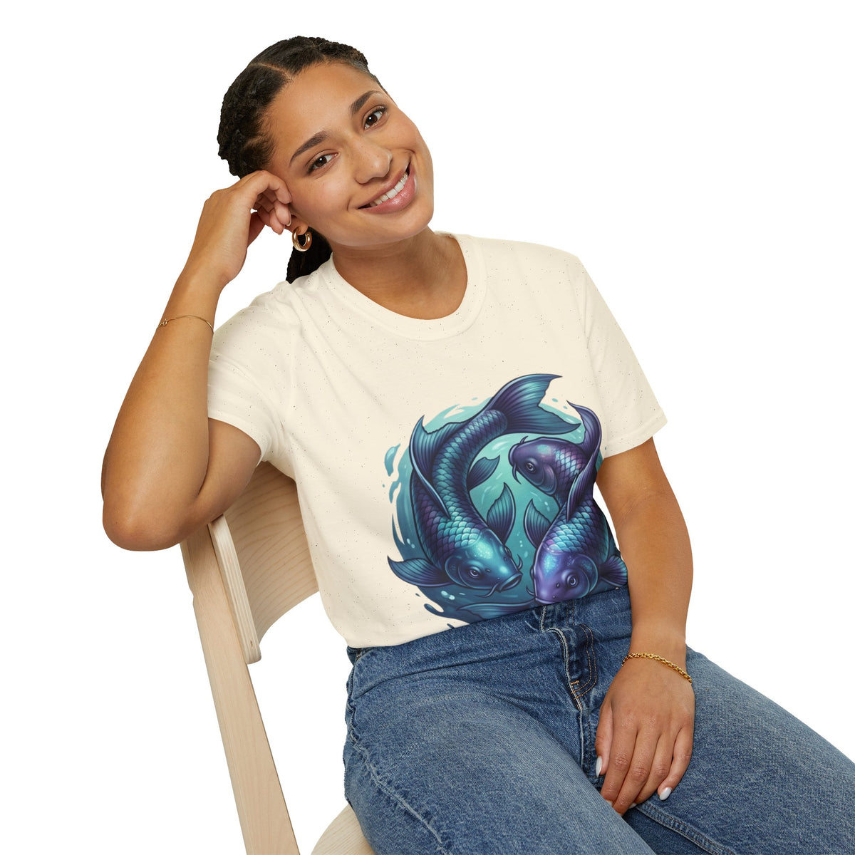 Pisces Zodiac Koi Fish Tee — Yin Yang Aquatic Graphic T-Shirt
