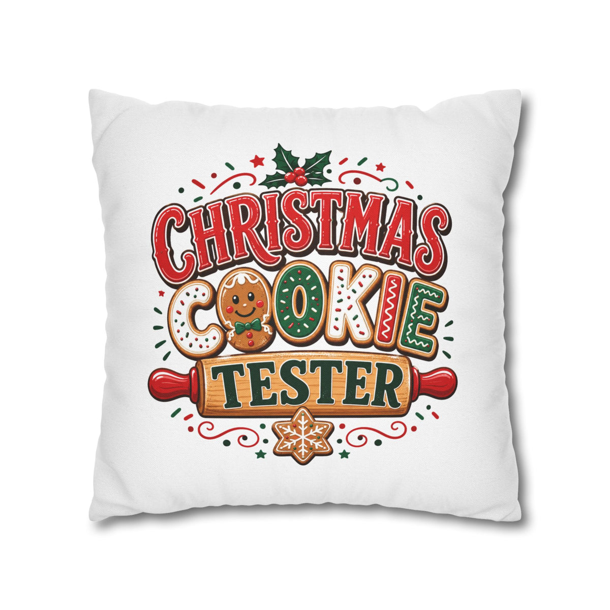 Christmas Cookie Tester Pillowcase — Holiday Decorative Throw Pillow Cover