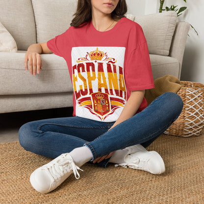 Spain Crown Graphic T-Shirt — Spanish Flag Vintage Crest Tee