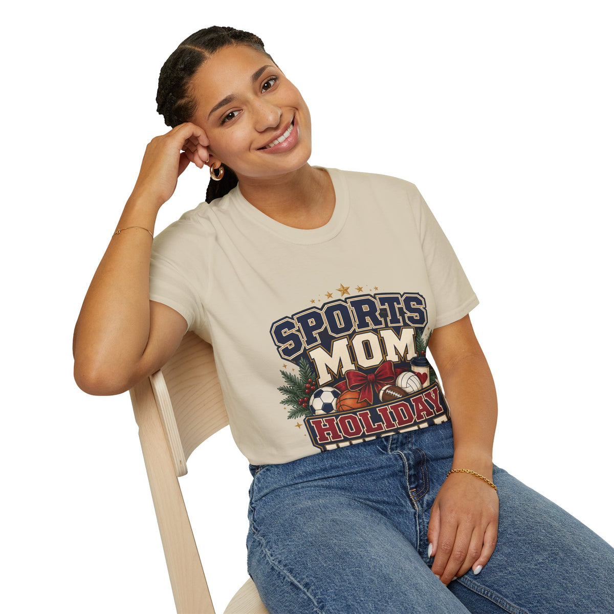 Sports Mom T‑Shirt — "Holiday Hustle" Athletic Mom Tee