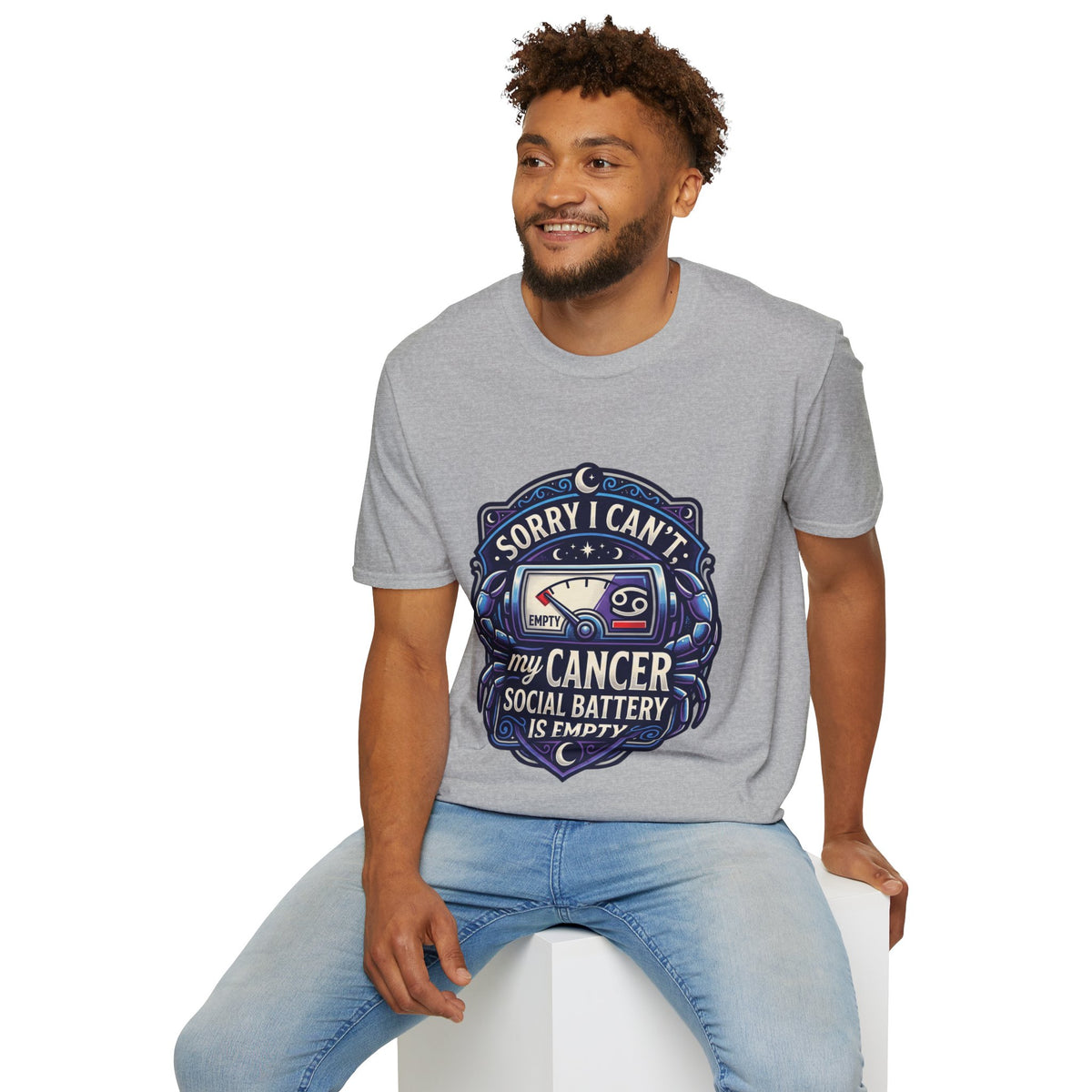 Cancer Support T-Shirt — "Sorry I Can't, My Cancer Social Battery Is Empty"