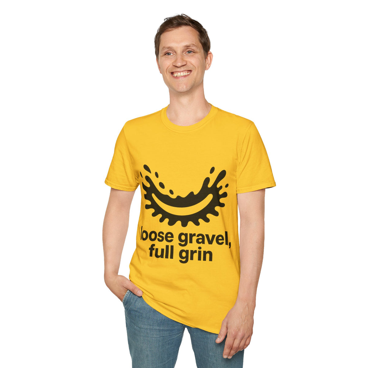 "Loose Gravel Full Grin" Funny Cycling Tee | Mud Splash Bike Graphic T-Shirt - Trending Now - September 2026
