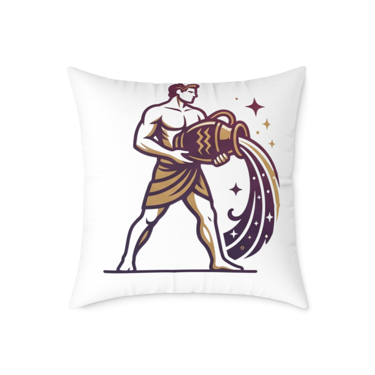 Aquarius Zodiac Pillow — Water Bearer Horoscope Accent Cushion