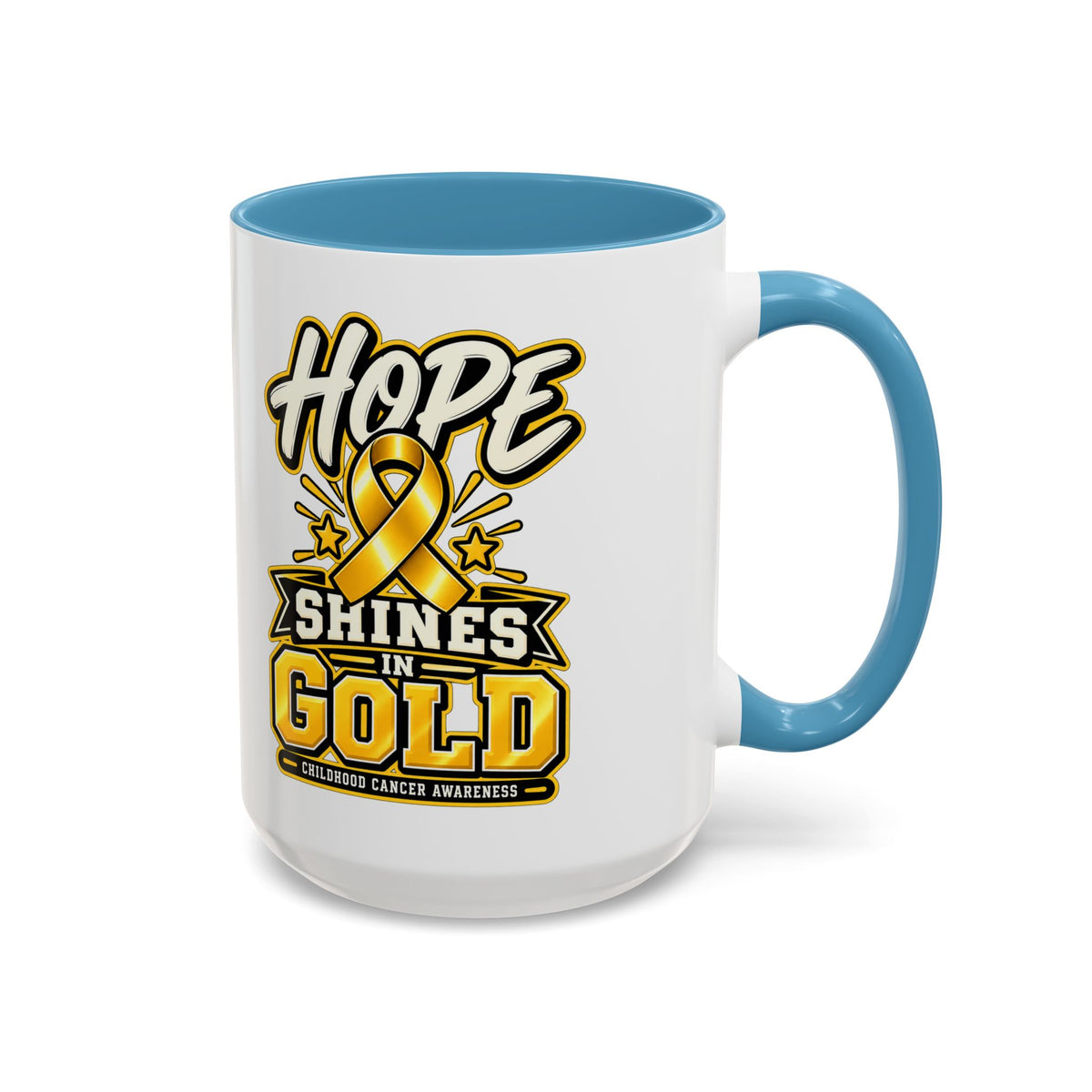 Hope Shines in Gold Coffee Mug — Childhood Cancer Awareness Accent Mug