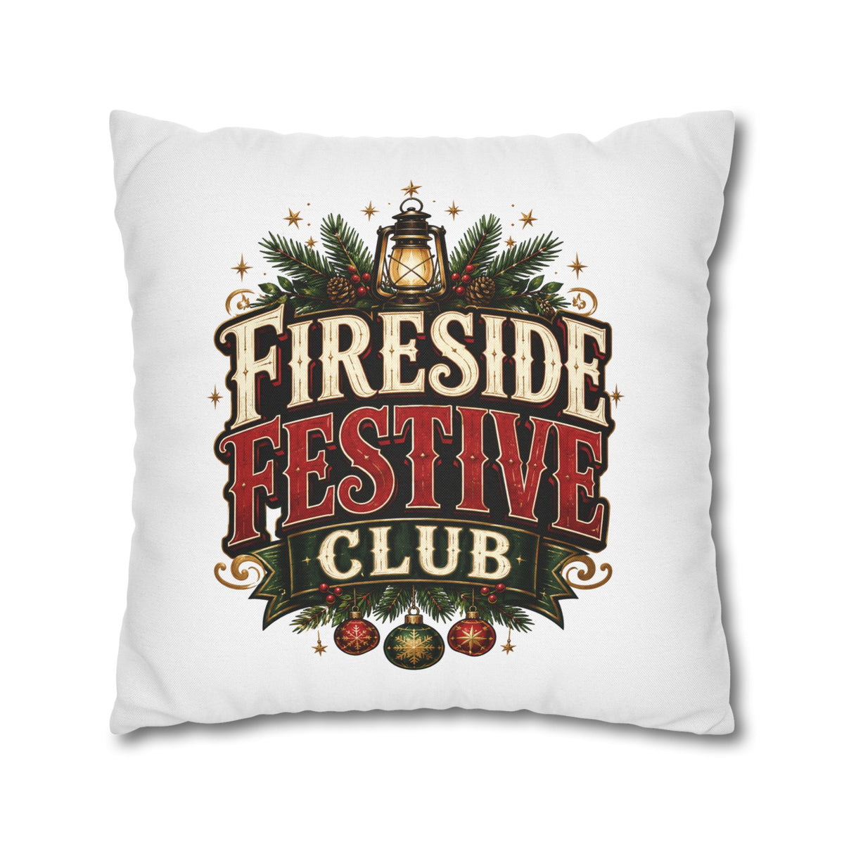 Christmas Fireside Festive Club Holiday Throw Pillowcase