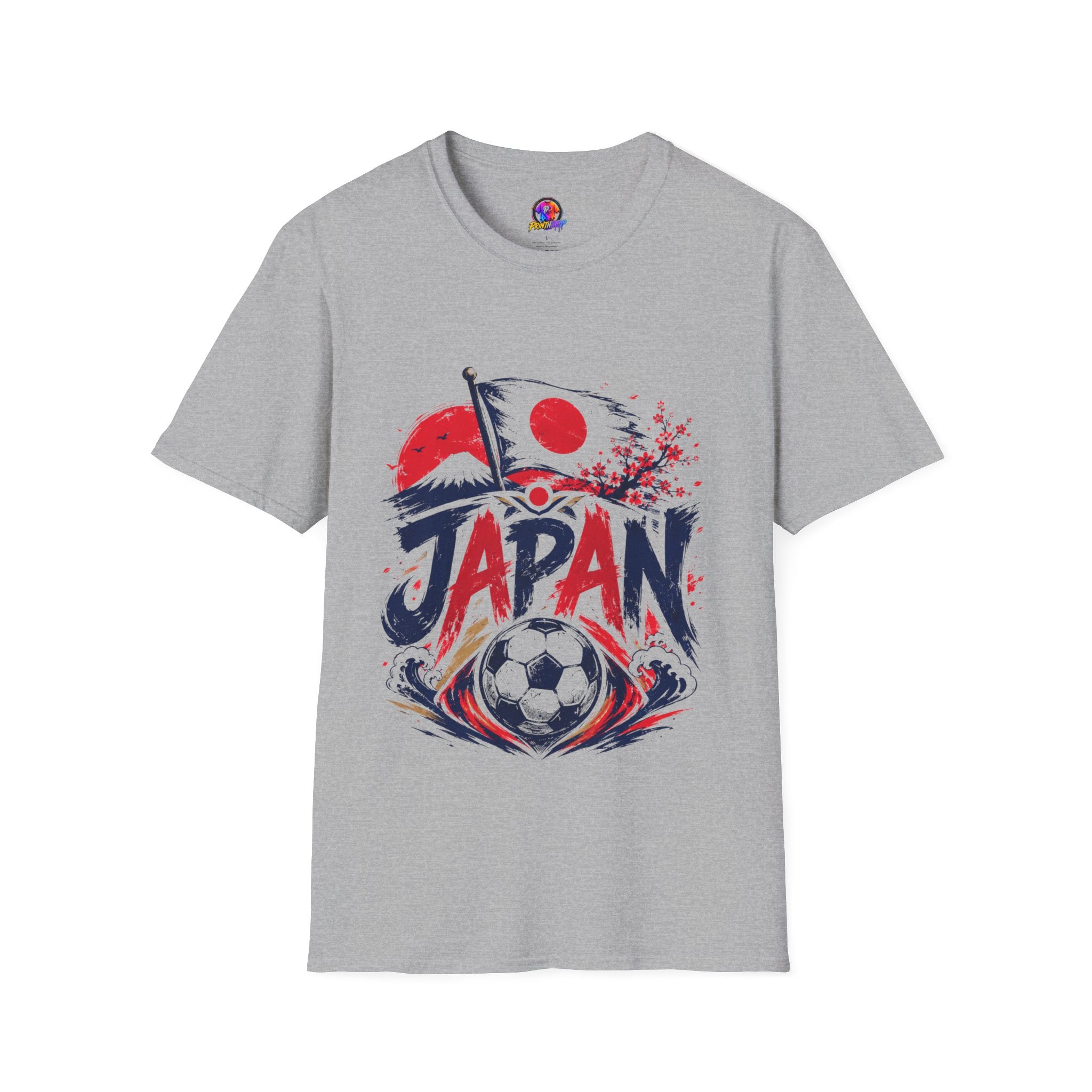 Japan Soccer T-Shirt — Japanese Flag & Cherry Blossom Football Graphic