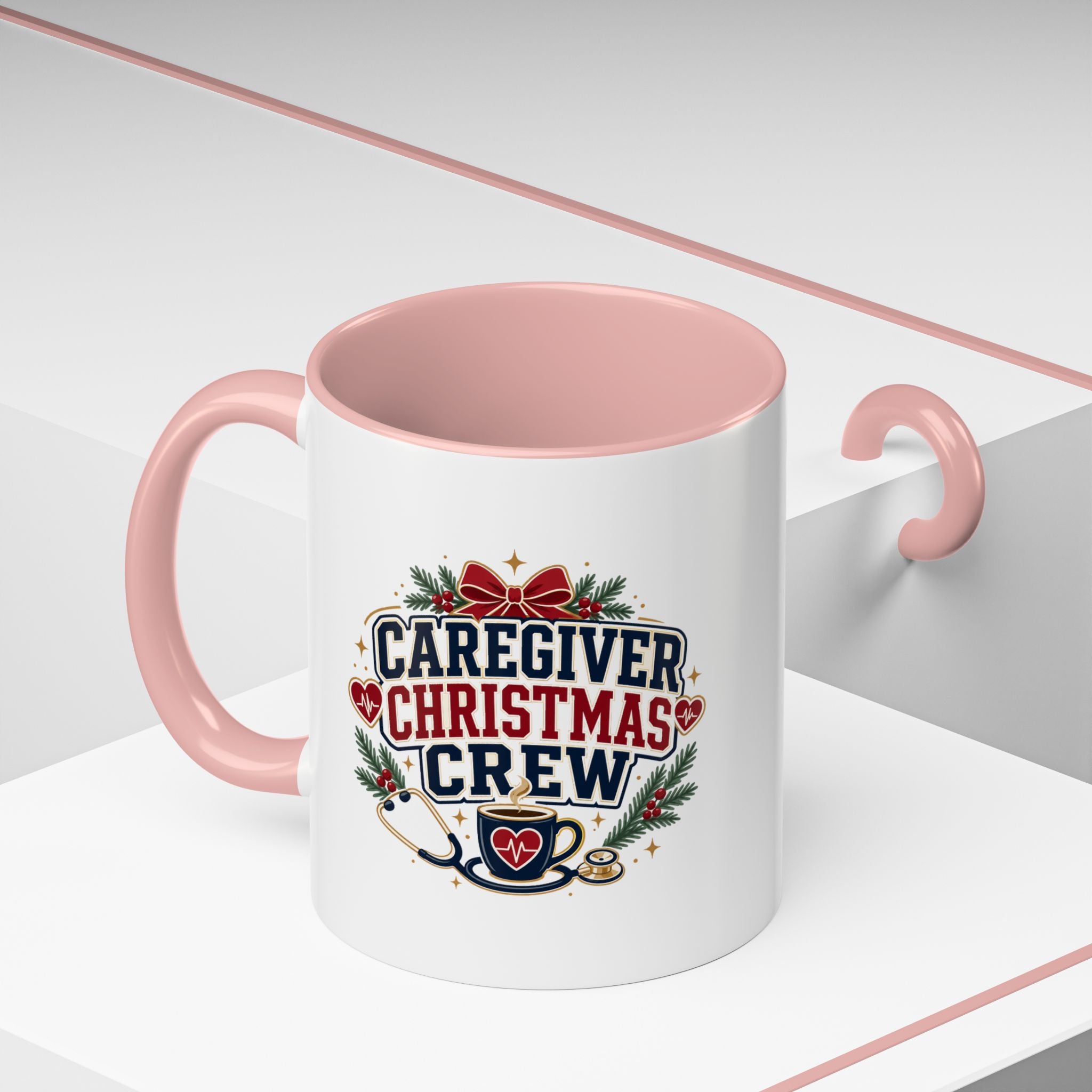Modern Day Christmas Caregiver Christmas Crew Accent Coffee Mug – Holiday Nurse & Caregiver Gift (11/15oz)