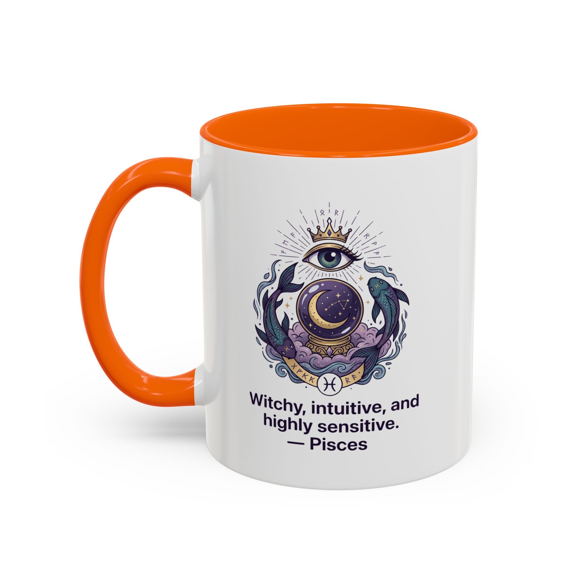 Pisces Witchy Accent Mug — "Witchy, intuitive, and highly sensitive" Astrology Coffee Cup (11/15oz)