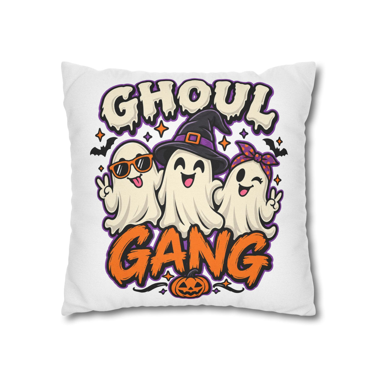 Ghoul Gang Halloween Throw Pillowcase — Cute Ghosts Decorative Pillow Cover