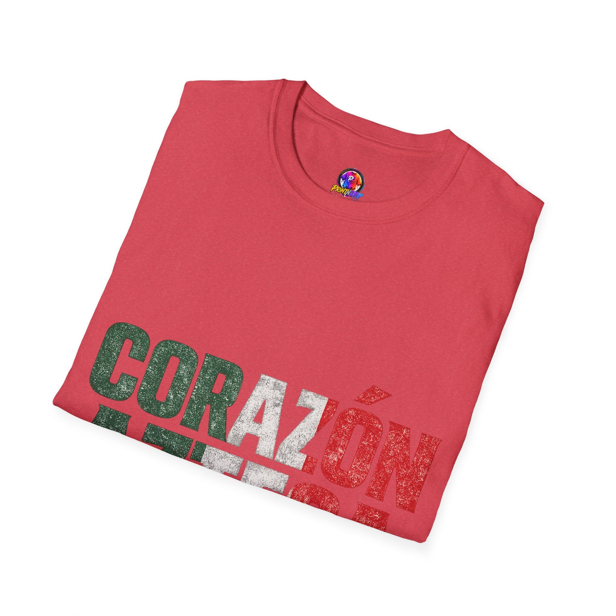 Mexico Corazón Azteca T-Shirt — Mexican Pride Flag Text Tee