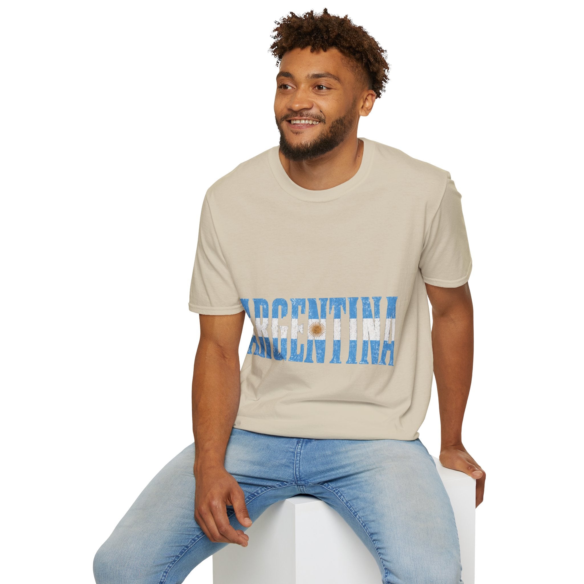 Argentina Beach Vibes T-Shirt — Distressed Blue "ARGENTINA" Graphic
