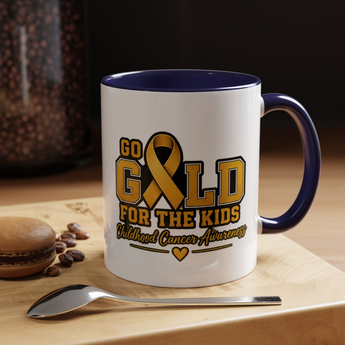 Gold For The Kids Coffee Mug — Childhood Cancer Awareness Accent Mug (11/15oz)