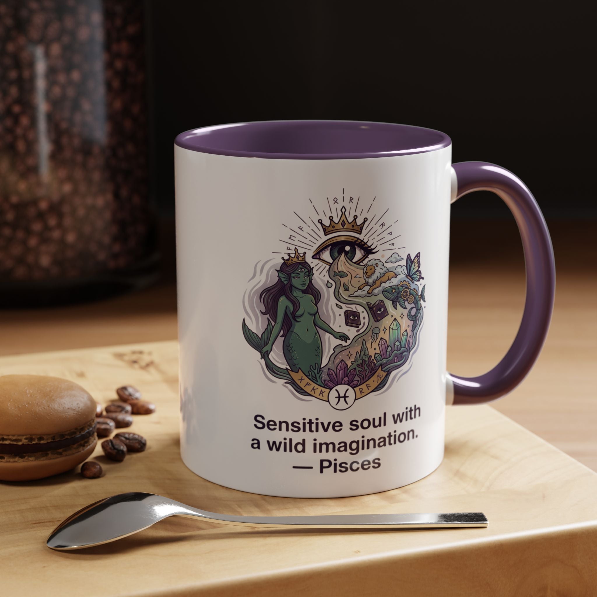 Pisces Coffee Mug — "Sensitive soul with a wild imagination" Astrological Zodiac Accent Mug