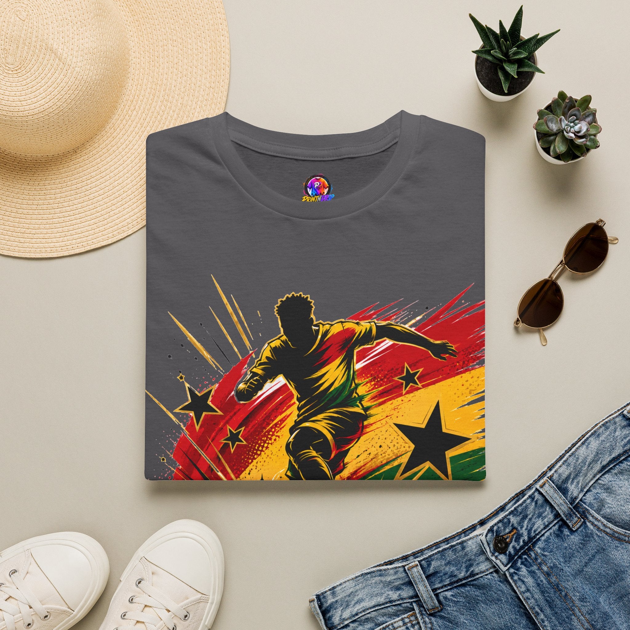 Ghana Star Power Soccer T-Shirt — Afro Football Fan Tee - Ghana T-Shirt