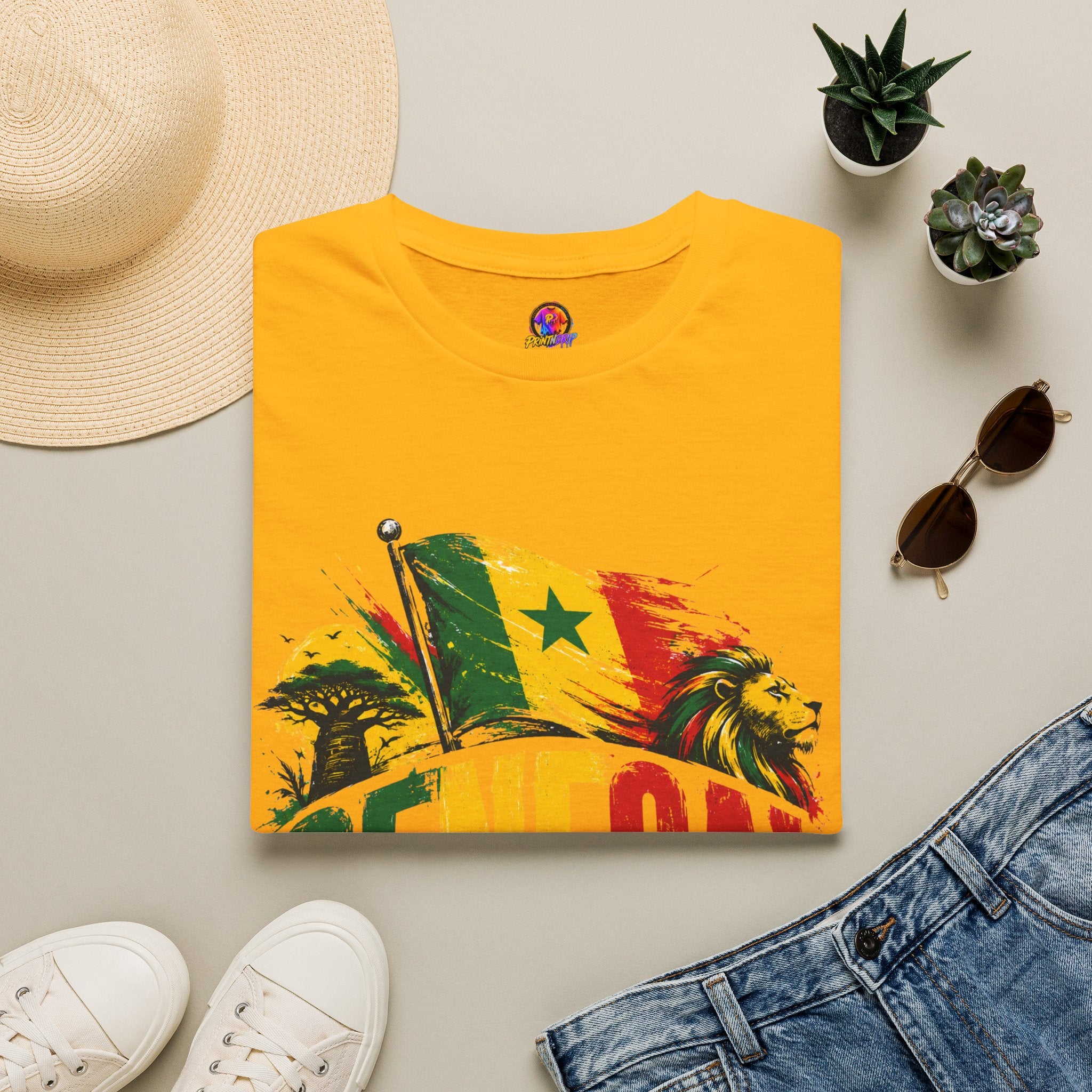 Senegal Flag Soccer T-Shirt — Lion & Football Pride Tee
