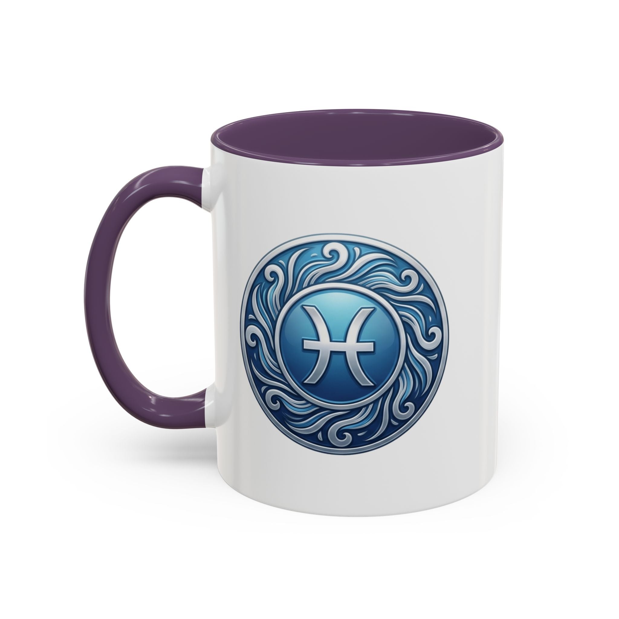 Pisces Zodiac Coffee Mug — Blue Astrological Symbol Accent Mug