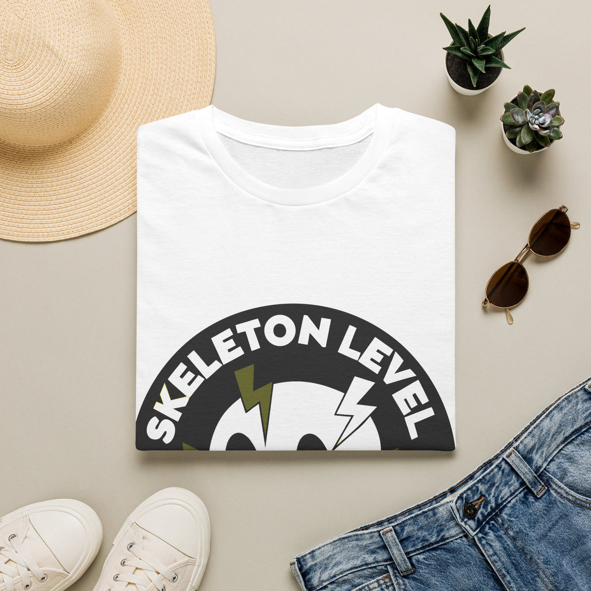 Skeleton Level Chaos Energy Circular Emblem Tee - Cute Spooky Goth Graphic T-Shirt - Trending Now - September 2026