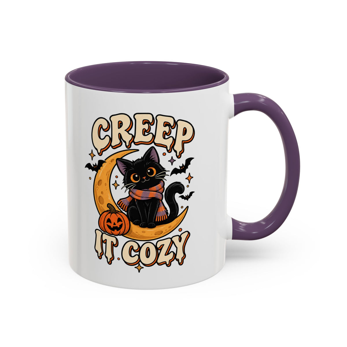 Creepy It Cozy Black Cat Halloween Accent Coffee Mug (11/15oz)