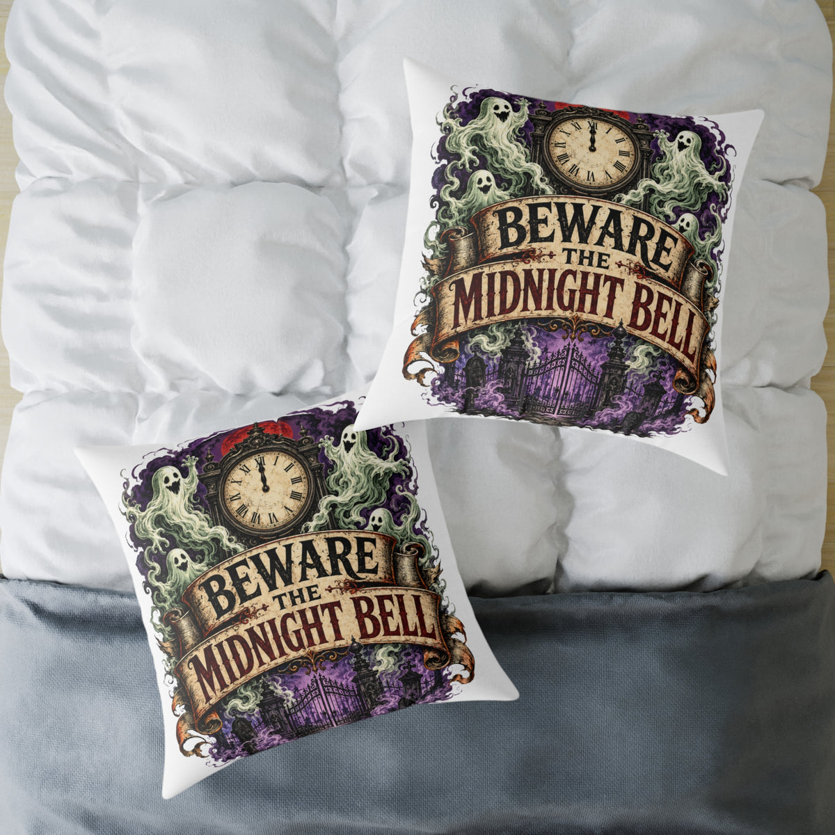 Halloween Beware the Midnight Bell Decorative Pillow – Gothic Halloween Throw Pillow
