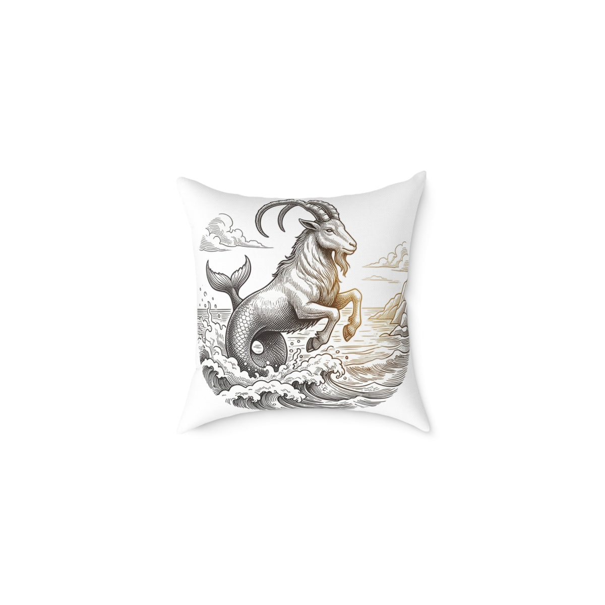 Capricorn Sea-Goat Decorative Pillow — Zodiac Mythology Throw Pillow