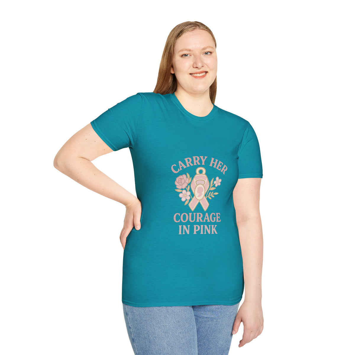 T-Shirt — "Carry Her Courage in Pink" Floral Breast Cancer Awareness Tee - Trending Now - October 2026