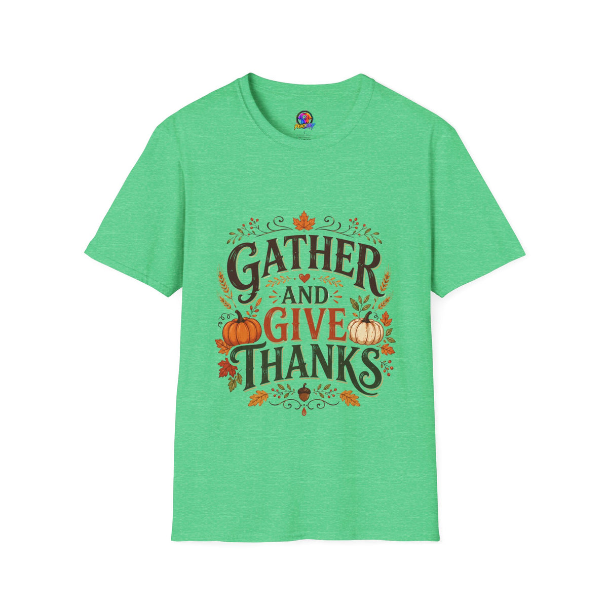 Thanksgiving T-Shirt Gather and Give Thanks T-Shirt — Thanksgiving Fall Holiday Tee