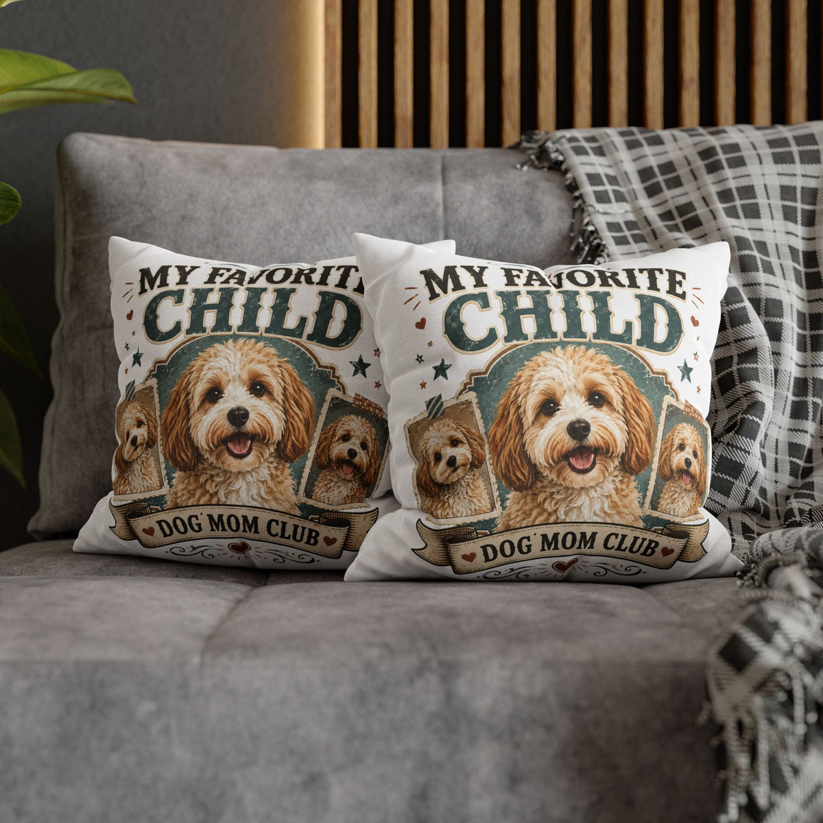 My Favorite Child Dog Mom Club Pillowcase Milo Bailey Dog Dad Mom - Cute Doodle Pet Throw Pillow Cover