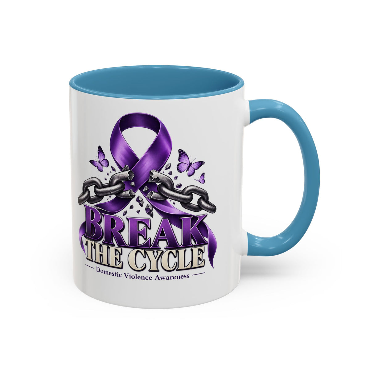 Break the Cycle Coffee Mug – Domestic Violence Awareness Purple Ribbon (11/15oz)