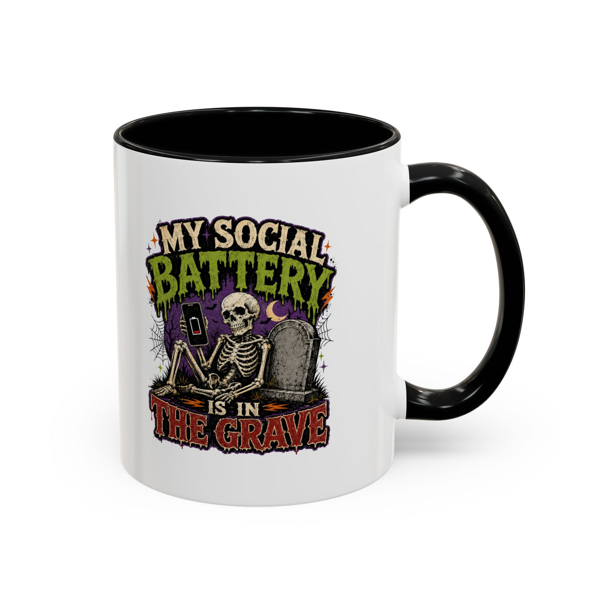 Halloween  My Social Battery Accent Coffee Mug