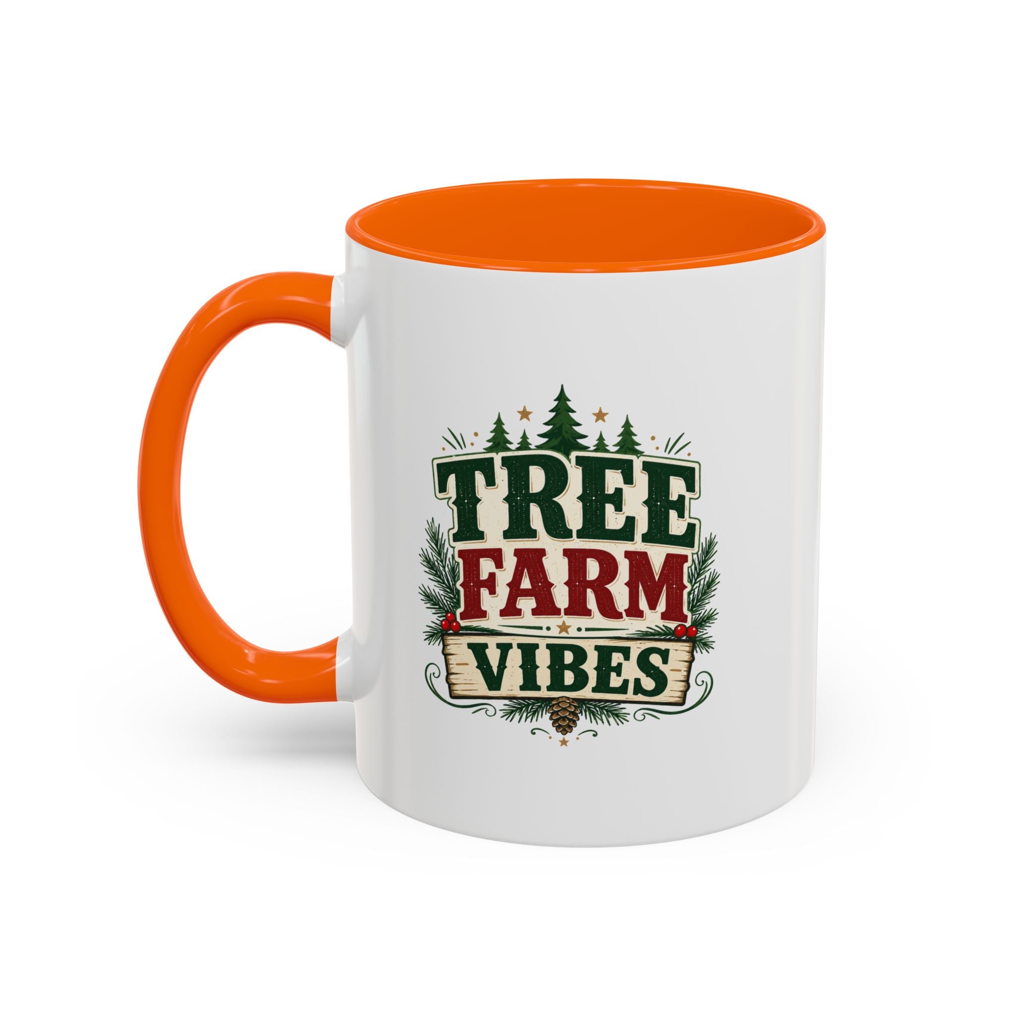 Tree Farm Vibes Accent Coffee Mug — Rustic Christmas Holiday Coffee Cup