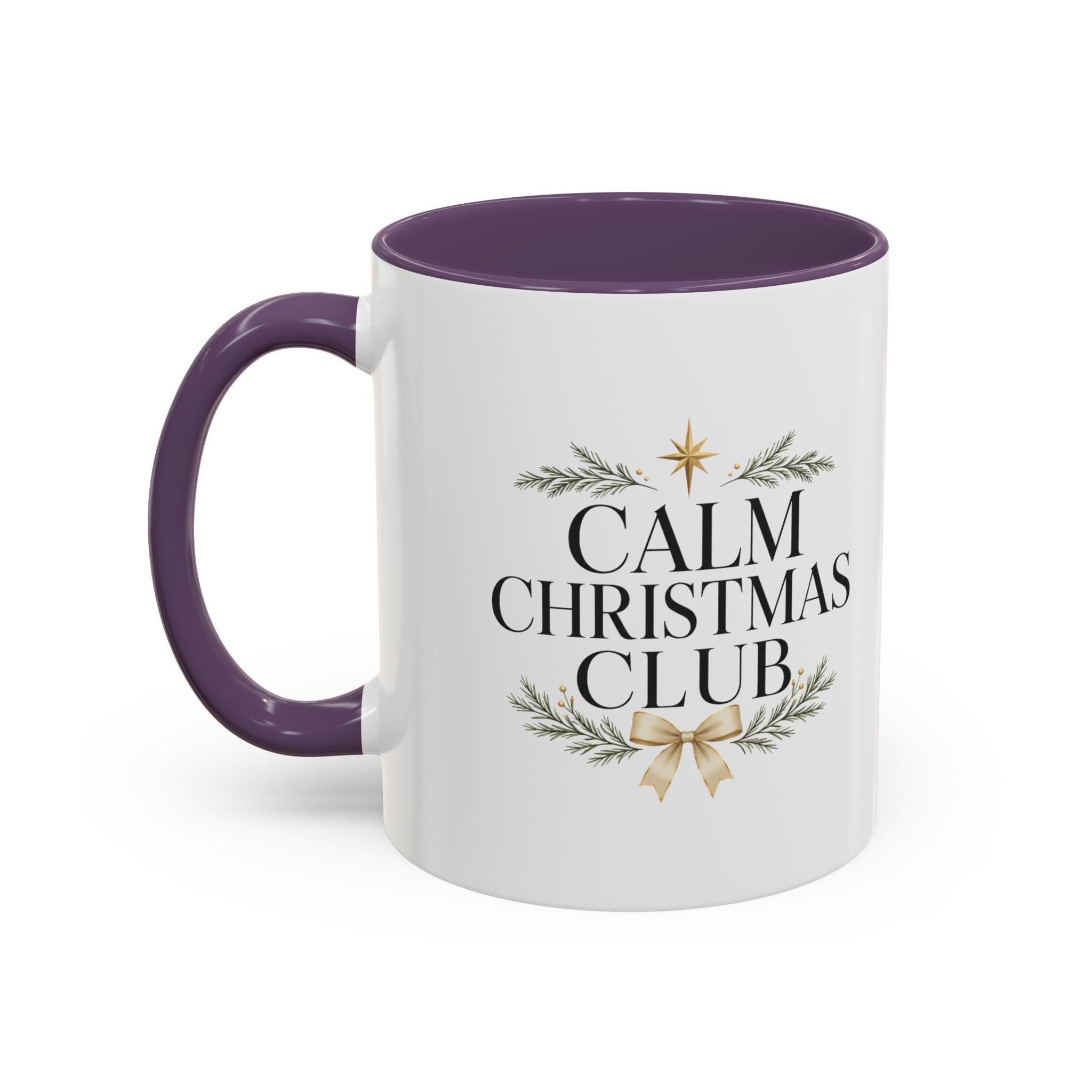 Christmas Calm Christmas Club Accent Coffee Mug — Holiday Floral Wreath