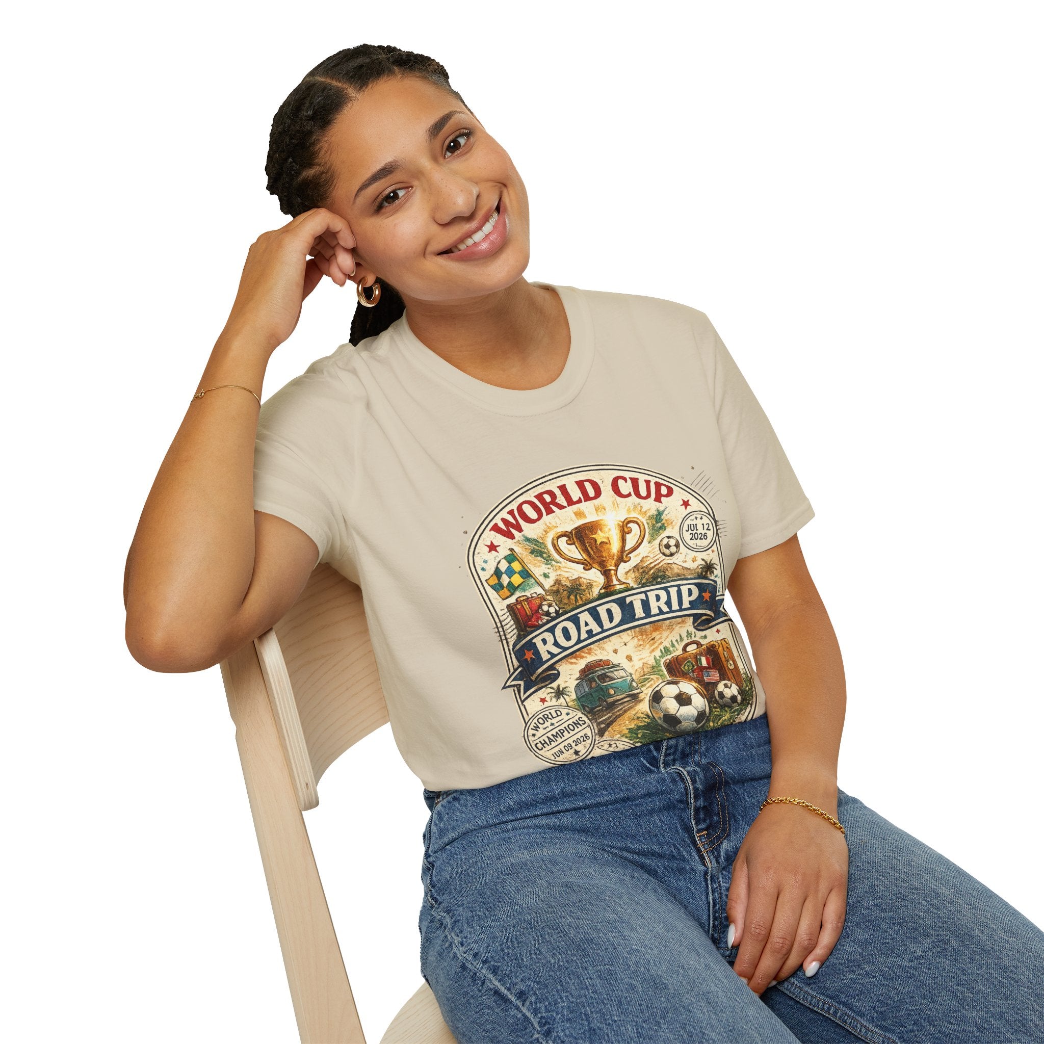 World Cup Road Trip T-Shirt — Vintage Soccer Trophy Design