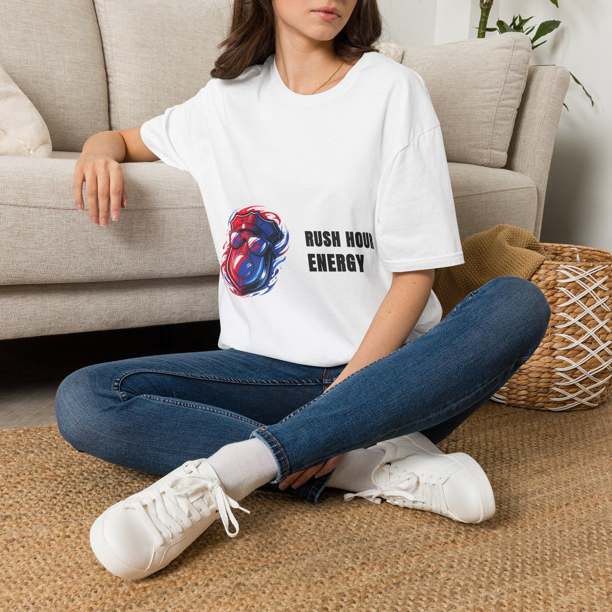 Rush Hour Energy Bold Abstract Fluid Art White Graphic Tee - Trending Now - September 2026