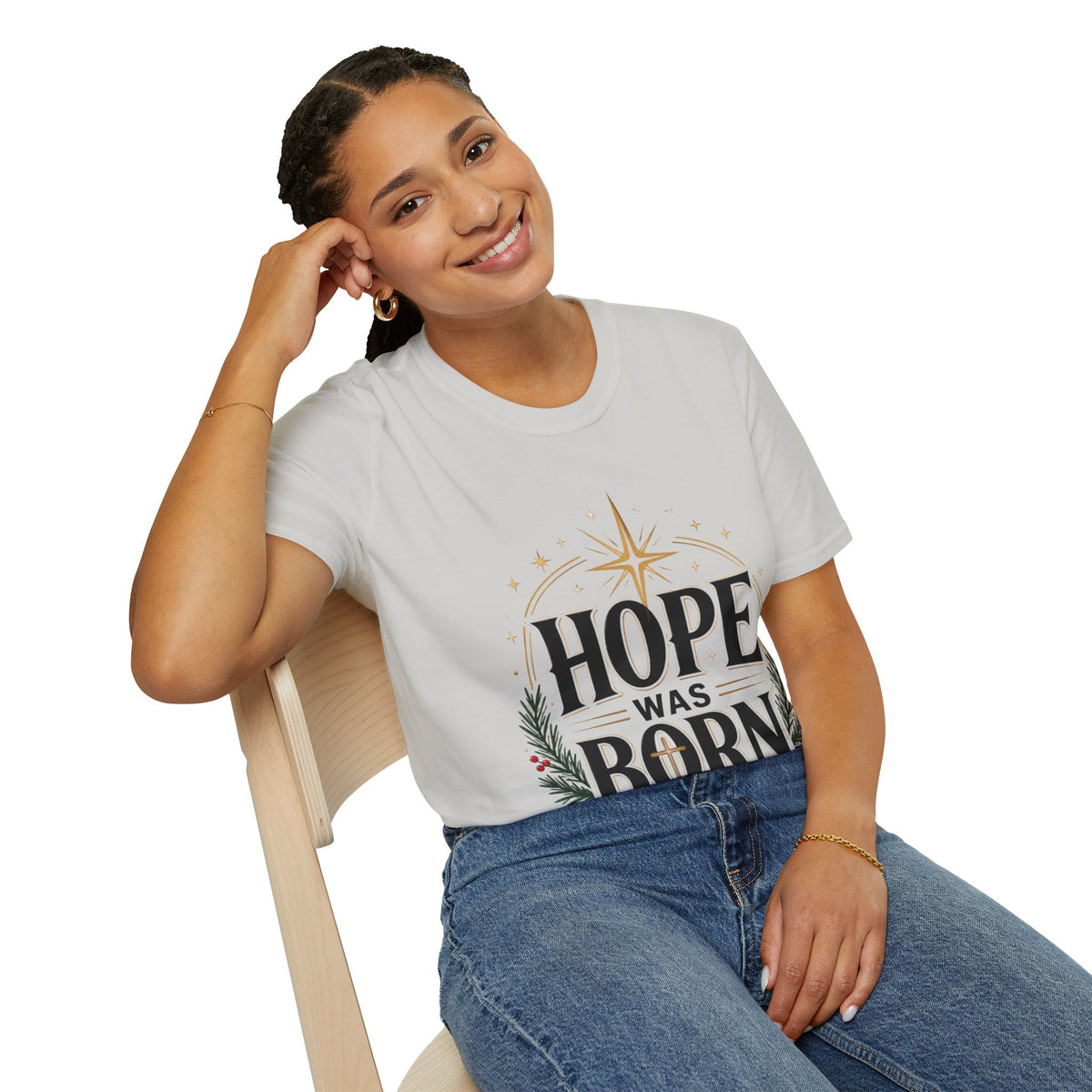 Hope Was Born T‑Shirt — Christmas Nativity Star Holiday Tee