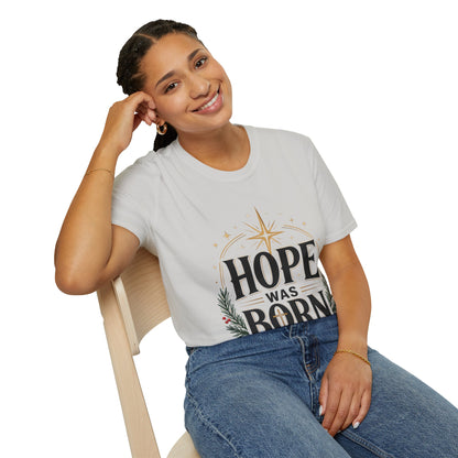 Hope Was Born T‑Shirt — Christmas Nativity Star Holiday Tee