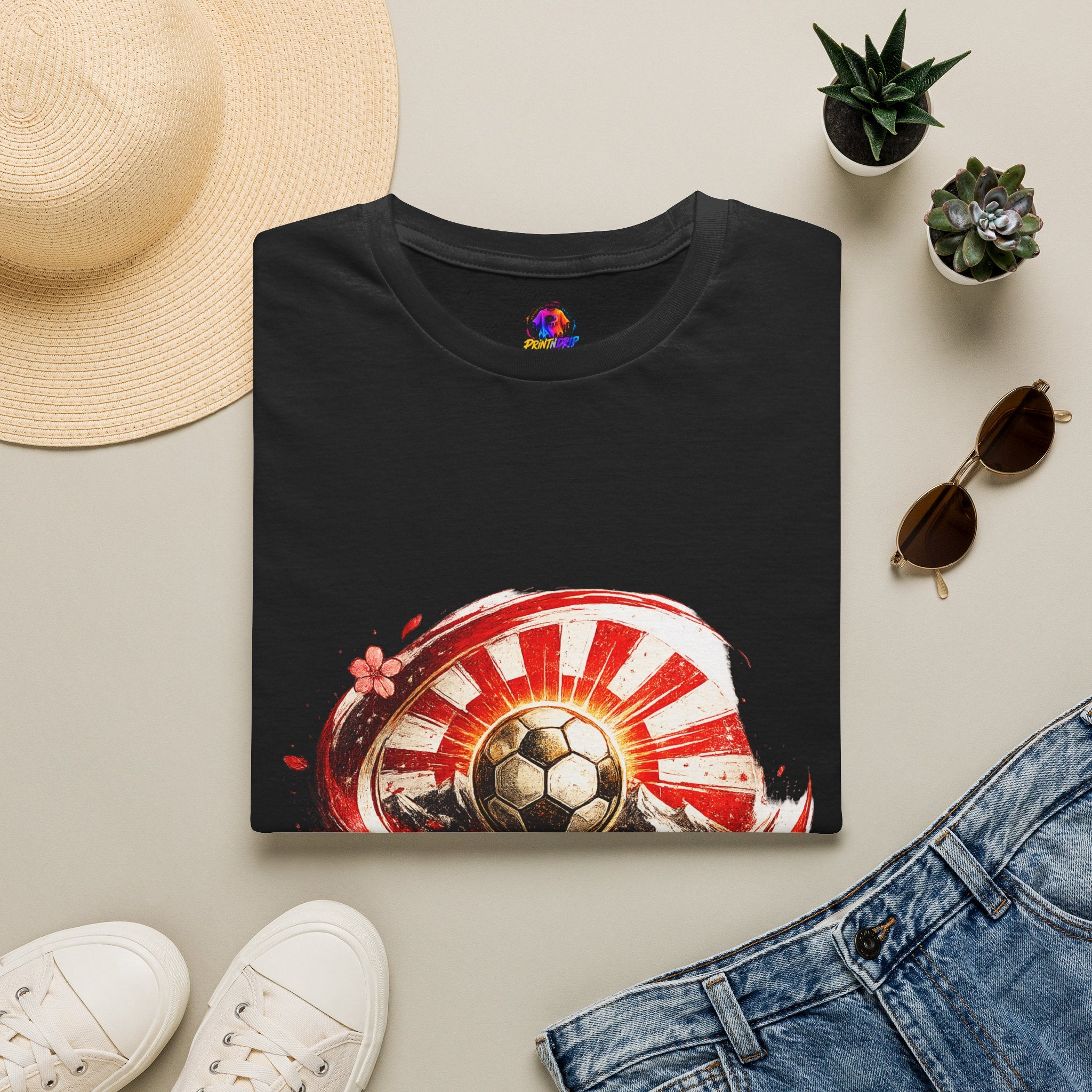 Japan Soccer T‑Shirt — Rising Sun Football Graphic