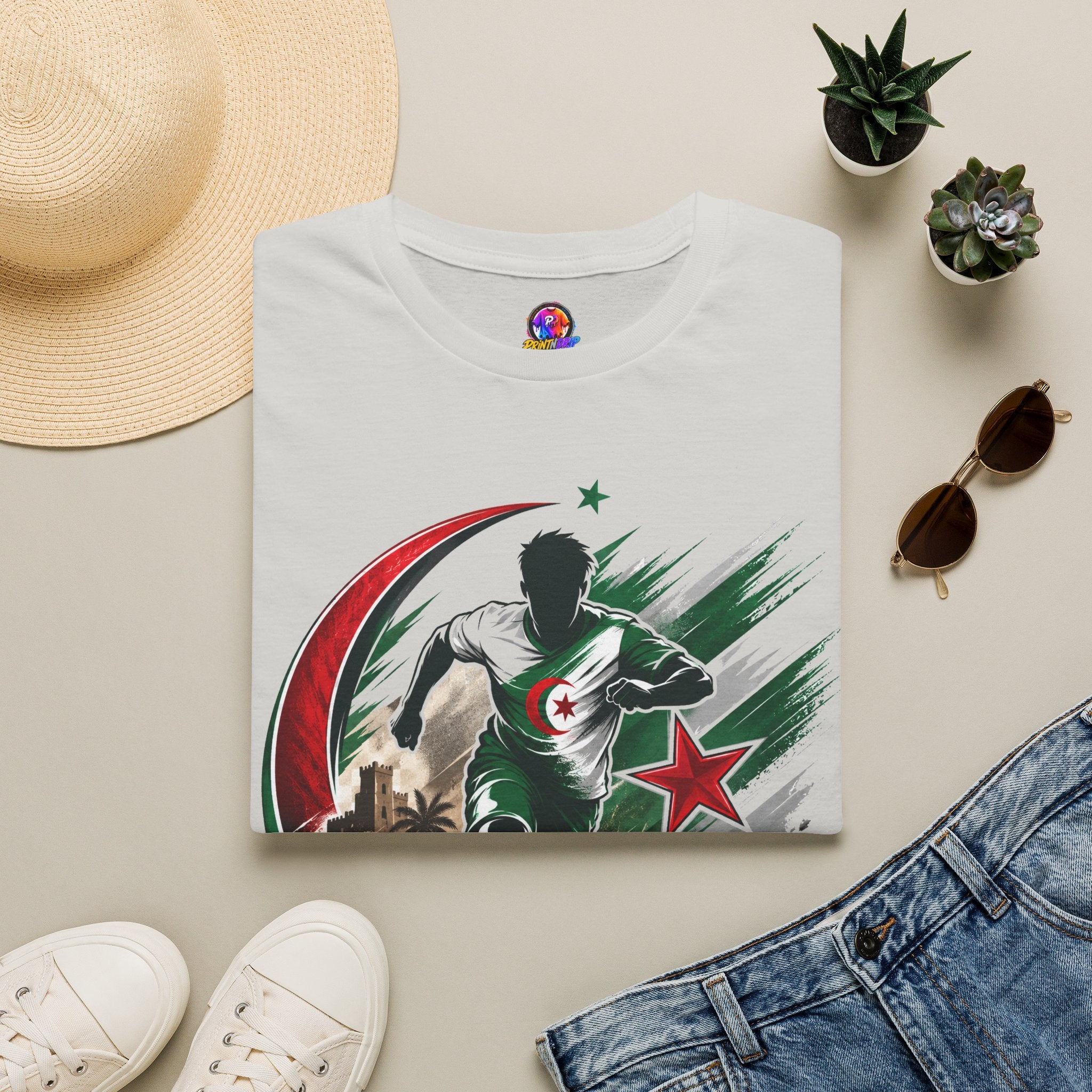 Algeria Football Fan Tee — "Green Desert Fire" Soccer Shirt