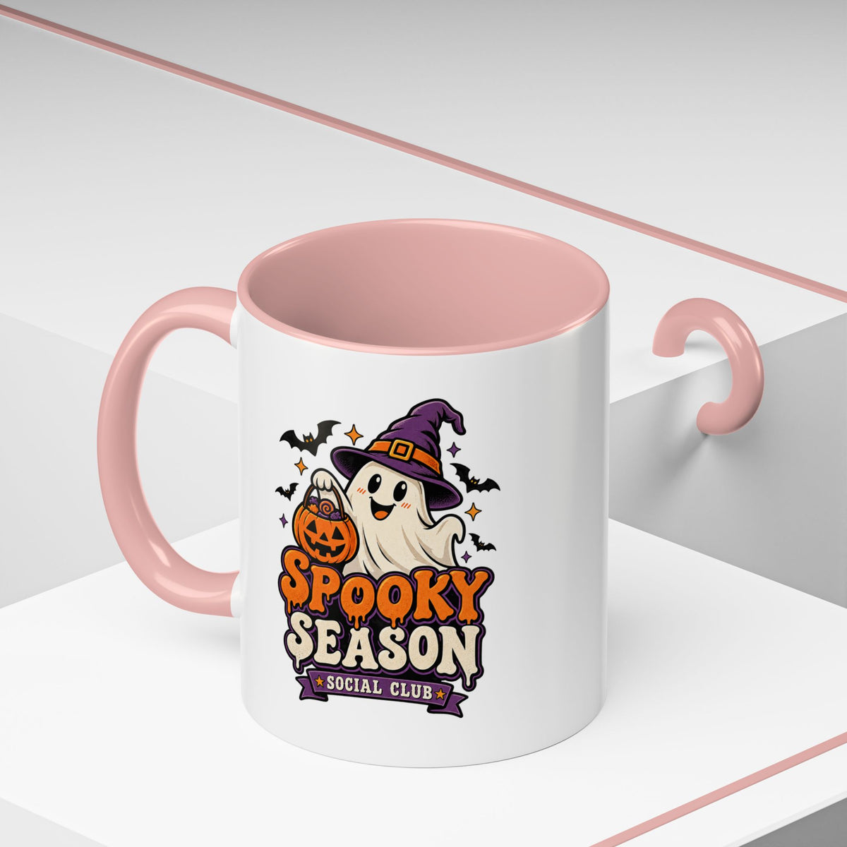 Spooky Season Coffee Mug — Cute Ghost Halloween Accent Mug (11/15oz)