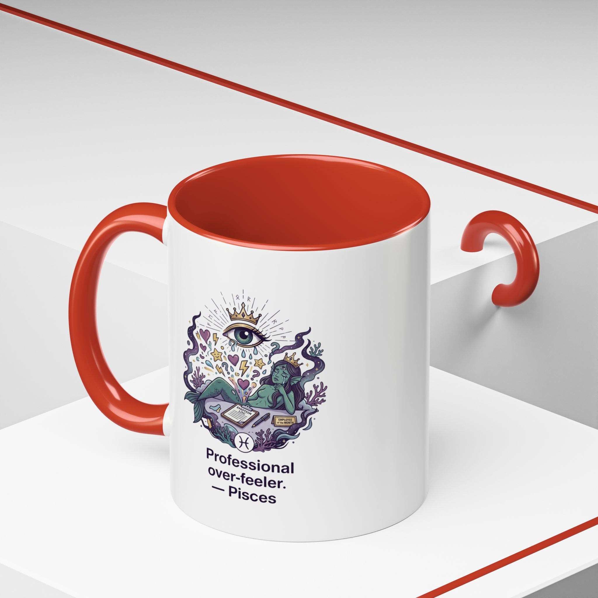 Pisces Coffee Mug — "Professional Over-feeler" Zodiac Accent Mug (11/15oz)